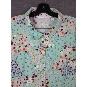 Isaac Mizrahi Mint Floral Button-Up Blouse